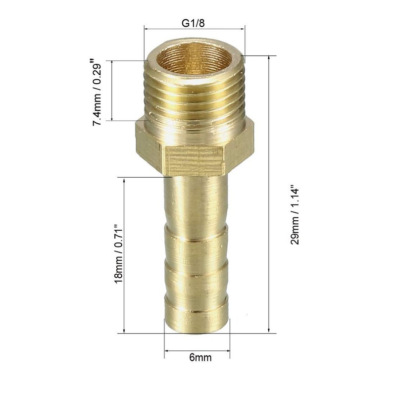sourcing map Brass Hose Connection Pipe Connection 6 mm Spout