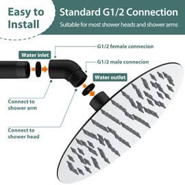 45 Degree Shower Head Adapter All Metal Handheld Shower Head Elbow Adapter Shower Arm Angle Adapter Shower Arm Extension Silvery Angled Shower Head Extension Pipe For Shower Head(135°, Black)