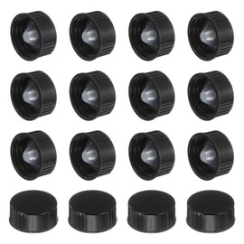 sourcing map 16 Pcs Phenolic Resin Cover, 24mm Poly Seal Screw Caps Plastic Replacement Bottle Caps Thread Plastic Lids for Chemicals Food Cosmetics Bottles, Black