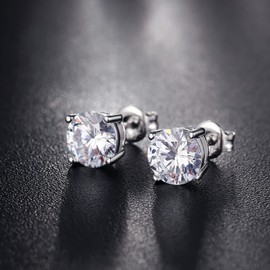 Men Stud Earrings Mens Earrings Studs Mens Faux Diamond Stud Earrings Cubic Zirconia Earrings Stud Earrings for Men Sterling Silver Stud Earrings for Women CZ Earrings Studs for Men 8MM