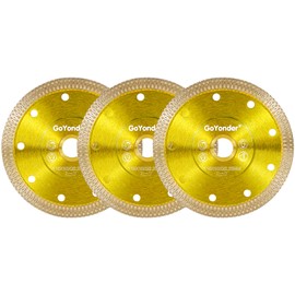 GoYonder 4.5 Inch Tile Blade, Super Thin Diamond Saw Blade for Cutting Porcelain Tiles, Granite Marble Ceramics (4.5" Gold 3 Pcs)