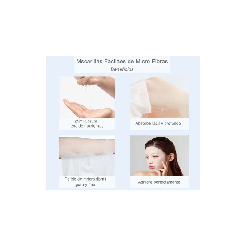 8 Mascarillas Faciales, Serum De Natural De Fruta, 0 Aditivo