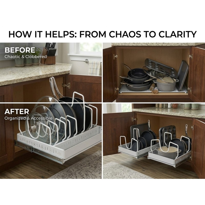 Pull-Out Kitchen Organizer for Pots & Pans – Multifunction Stainless