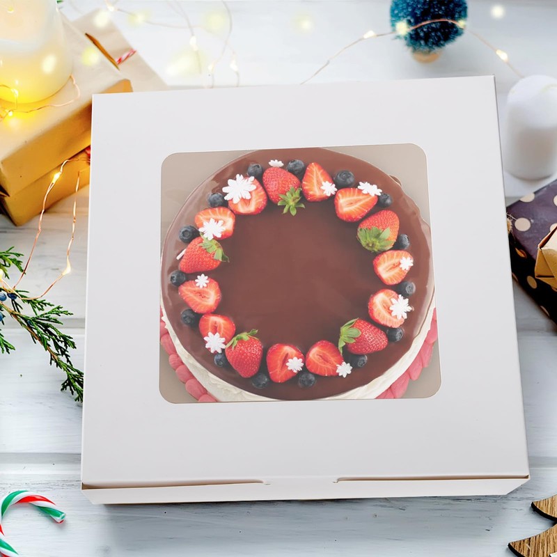 AVLA 20 Pack Cake Boxes with Window, 10 Inch Bakery