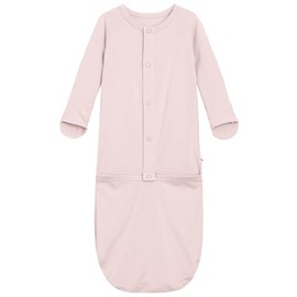 BambooBud Baby Nightgowns Sleeper Gown Newborn Long Sleeve Pajama Gowns Unisex Viscose from Bamboo Sleepwear, Pale Pink, 0-3Months