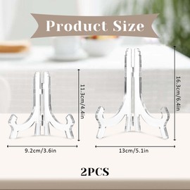 YQQYG Pack of 2 Plate Stands Acrylic, Clear Plates Stand for Plates, Photo Albums, Paintings (16 cm + 11 cm)