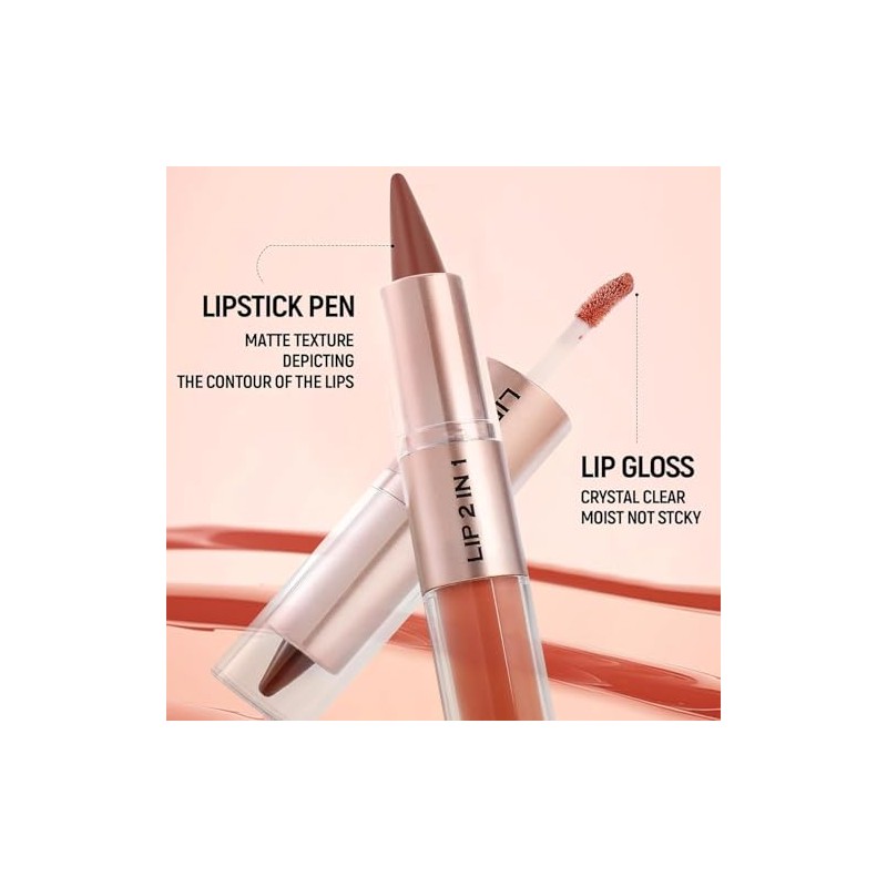 Lápiz de Labios y Pintalabios Líquido 2 en 1 con