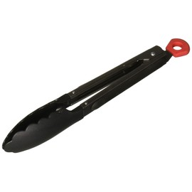 Pinzas de Cocina con agarre Antideslizante EKCO Evolution, Color Negro, 100% Acero Inoxidable de Alta Resistencia, agarre de Silicona y puntas de Nylon resistentes a altas temperaturas