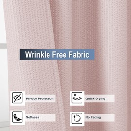 OWENIE Pink Shower Curtain or Bathroom 72x72 Inch, 3D Embossed Textured Waffle Fabric Shower Curtains, Soft Hotel Farmhouse Style, Water Repellent, Machine Washable, Pink, 72" W x 72" L