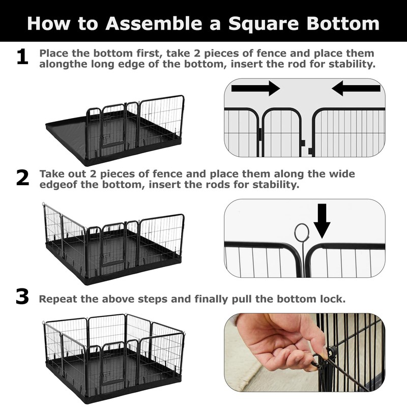 PJYuCien Rectangle Dog Playpen Bottom Pad - Fits 8 Panels