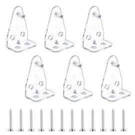 6 Pieces Hold Down Bracket 1 Inch Mini Brackets for Blinds Clear Plastic Blind Brackets Holder Blinds Bottom Rail Hold Clips Replacements Blind Parts with Install Screws for Windows Doors