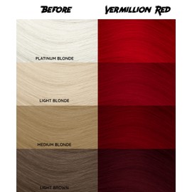 Crazy Color Hair Dye - Vegan and Cruelty-Free Semi Permanent Hair Color - Temporary Dye for Pre-lightened or Blonde Hair - No Peroxide or Developer Required - [Vermilion Red] - 150ML 5.07 oz