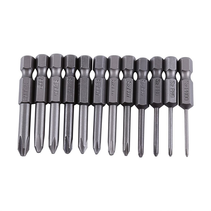 12 Pieces 50mm Phillips Screwdriver Bits 1/4 Inch Hexagonal Shank