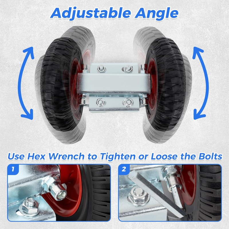 8 Inch Rolling Gate Wheels, Double U-Bolts Rubber Rolling Carrier