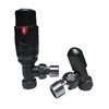 Matt Black Thermostatic Radiator Valves & Lockshield Angled 15mm x