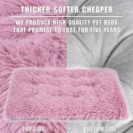 Machine Washable Dog Bed, Deluxe Plush Dog Crate Pad and Cat Bed, Anti-Slip Bottom Kennel Pad Mat, Fuzzy Pet Beds for Large, Medium, Small Dogs Breeds (Pink Mauve, 24.0"L x 18.0"W x 3.0"Th x 2 PACK)