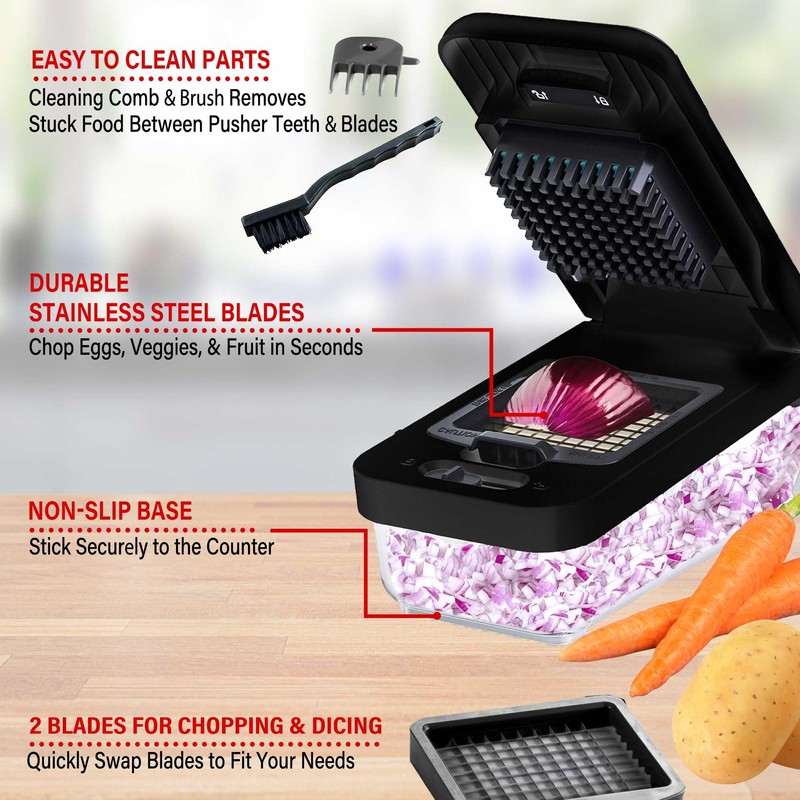 Brentwood Food Chopper and Vegetable Dicer with Storage Container and