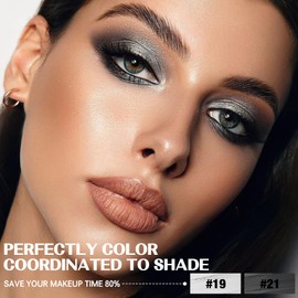 FOCALLURE 2PCS No Crease Eyeshadow Stick,Shimmer and Matte Cream Eyeshadow Pencil Crayon,Long Lasting Waterproof Eye Brightener Stick With Blending Brush,Glistening Midnight