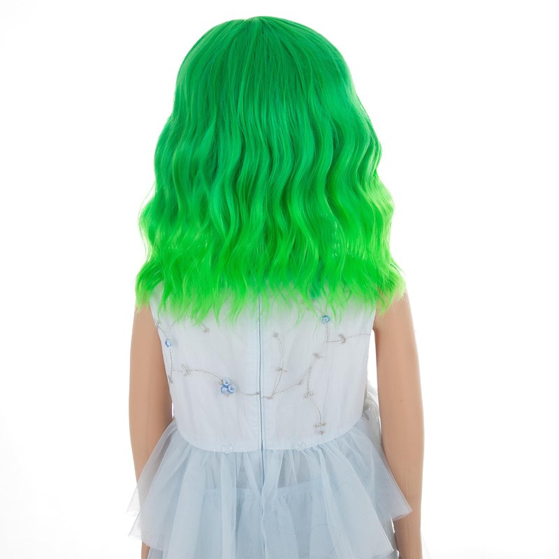 Green Wig for Kids - Short Wavy Synthetic Fiber Wig,