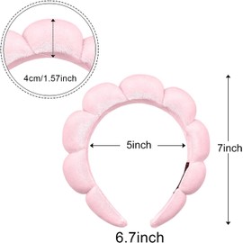 Spa Headband for Women, Makeup Headband for Sponge & Terry Towel Cloth Fabric Hair Band and Versed Headband for Face Washing, Makeup Removal, Shower, Skincare(Pink-1 Pc)