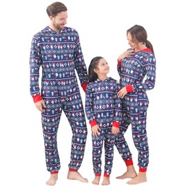 YEAXLUD Christmas Pajamas for Family,Onesies Xmas PJs Matching Sets for Women/Men/Kids/Couples/Gilrs/Boys/Adult,Cute Xmas Sleepwear (men L navy blue)