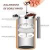 Prensa Francesa Acero Inoxidable 350ML,Filtro 3 Niveles,Doble Pared