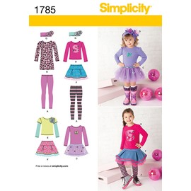 Simplicity Pattern 1785 Girls Sportswear: Skirt and Knit Dress, Top, Leggings Size: BB (4-5-6-7-8)