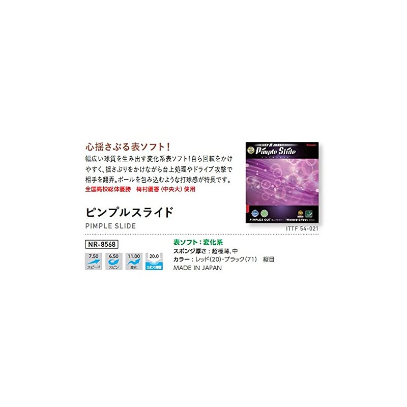 Nittaku NR-8568 Table Tennis Rubber Pimple Slide, Soft Surface, Changeable