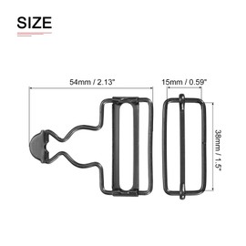 DTGN 38mm/1.5" Overall Buckles - 2 Sets - Good for Jeans Bib Pants - Metal Suspender Buckle W/Rectangle Buckle Slider - Gun-black