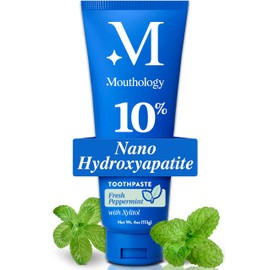 Mouthology 10% Nano Hydroxyapatite Toothpaste (Fluoride Free), Whitening*, Supports Enamel Care*, Appropriate for Sensitive Teeth*, SLS Free, Xylitol nHA Toothpaste for Adults, Mint 4oz (USA Made)