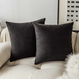 Home Brilliant Black Throw Pillow Covers for Couch Soft Chenille Europe Pillow Covers for Living Room Chairs New Year, Pack of 2, 24 inches(60 x 60 cm)