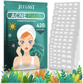 Jefusst Pimple Patch 420 Counts 4 Sizes, Hydrocolliod Acne Patch for Face, Invisible Zit Patch with Tea Tree Oil & Calendula Oil, Blemish Patch, Vegan and Cruelty Free