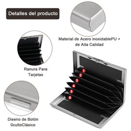 CHENGBAO 2 Piezas Tarjetero para Tarjetas de Crédito,Billetera con RFID Bloqueo para Tarjetas de Visita,Estuche para Tarjetas de Acero Inoxidable (1 negro y 1 plateado)
