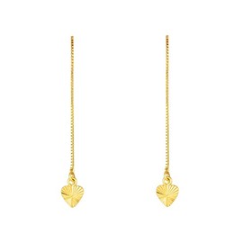 Sterling Silver Diamond Cut Heart Threader Earrings