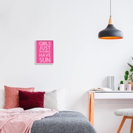 Stupell Industries Girls Wanna Have Sun Pink Retro Summer, Design by Daphne Polselli