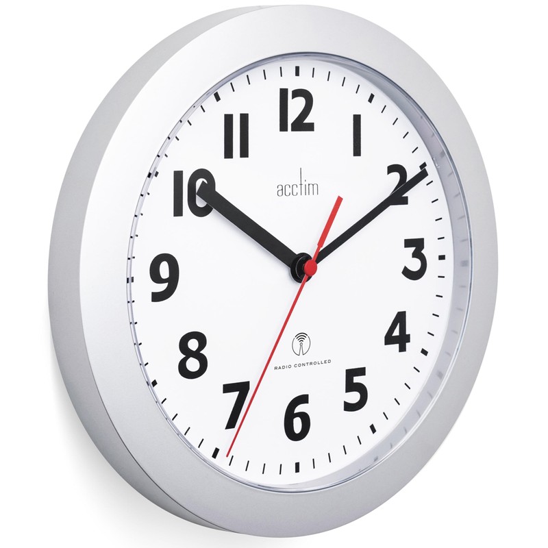 Acctim 74317 Parona, Silver Radio Controlled Wall Clock, 23cm Diameter