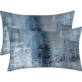 2 Pack Blue Grey Abstract Art Pillow Covers Decorative Throw Pillowcase, Gallery Modern Cushion Covers for Couch Home Bedroom Living Room Décor 12x20 Inch