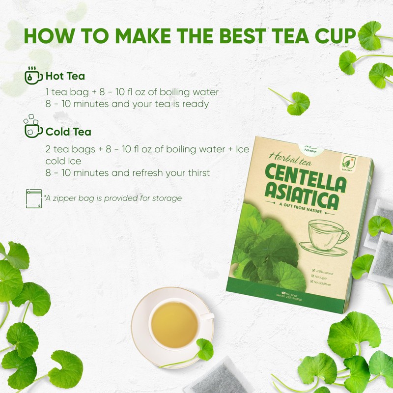 NMPT Centella Asiatica Leaf Tea, 100% Hand Pick, Organic Herbal