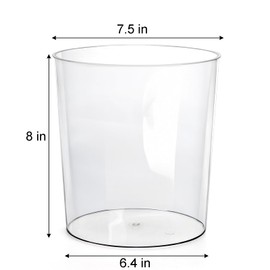 Okllen 6 Pack Clear Round Plastic Waste Baskets, BPA-Free Trash Can Bin for Bathroom, Kitchen, Office, Home, 8"x7.5"x6.4"
