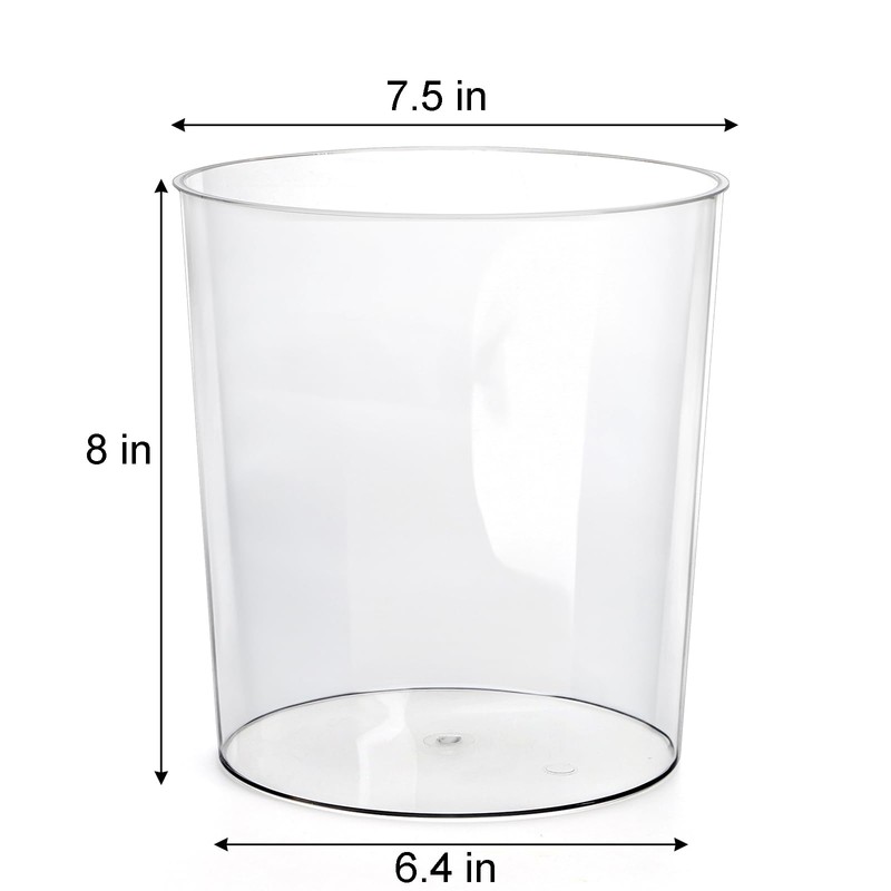 Okllen 6 Pack Clear Round Plastic Waste Baskets, BPA-Free Trash