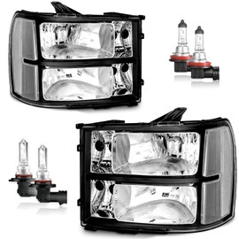 Vizotae Headlights for 2007-2013 GMC Sierra 1500/2007-2014 Sierra 2500 HD 3500 HD Headlamp Replacement, High/Low Beam W/Bulbs, Driver & Passenger Side