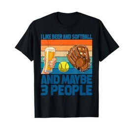 Vintage I Like Beer And Softball And Maybe 3 People Drinkers T-Shirt