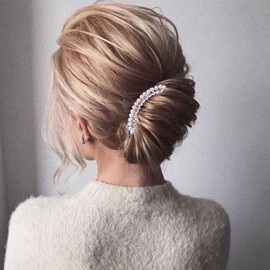 Yheakne Crystal Bridal Hair Comb Gold Rhinestone Wedding Headpiece Pearls Hairpiece Bridal Side Comb Pearls Wedding Hair Accessories for Bride and Bridesmaids (Style A)