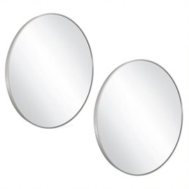 Design House Kenna Round Wall Accent Mirror – 28-Inch, Modern Metal Framed – Living Room, Bedroom, Bathroom Vanity Mirror – Silver, 587196-SLV