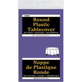 Deep Purple Solid Round Plastic Table Cover (213cm) 1 Count – Vibrant & Durable Party Essential for Easy Cleanup and Decoration