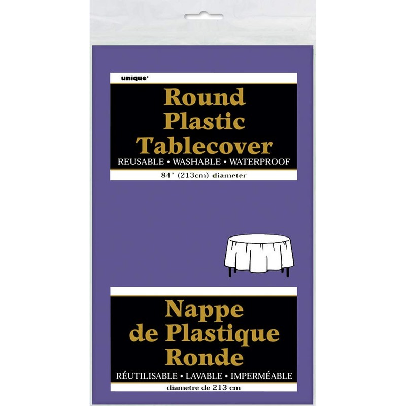 Deep Purple Solid Round Plastic Table Cover (213cm) 1 Count