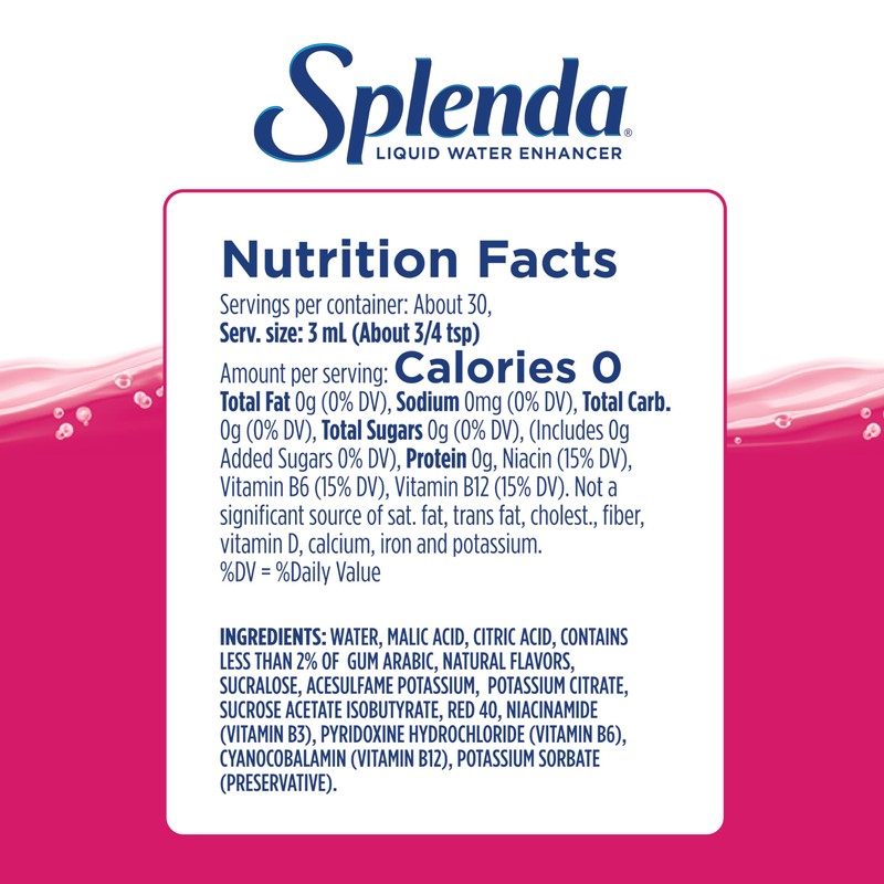 SPLENDA Liquid Water Enhancer Drops, Sugar Free, Zero Calorie, Natural