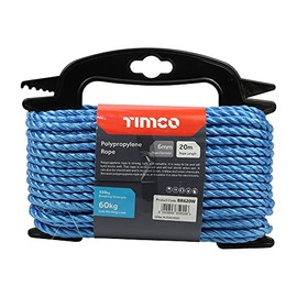TIMCO Polypropylene Blue Rope – General purpose – Great for towing, mooring, strapping, cable draw cord and as a washing line - 6mm x 20m