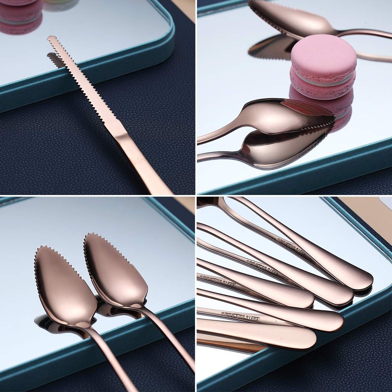 Rose Gold Grapefruit Spoons 3 Pieces Set, 2 Stainless Steel
