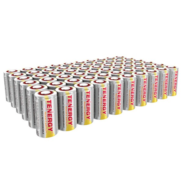 Tenergy SubC 2200mAh NiCd Flat Top Rechargeable Battery (No Tabs) - 60 Pack